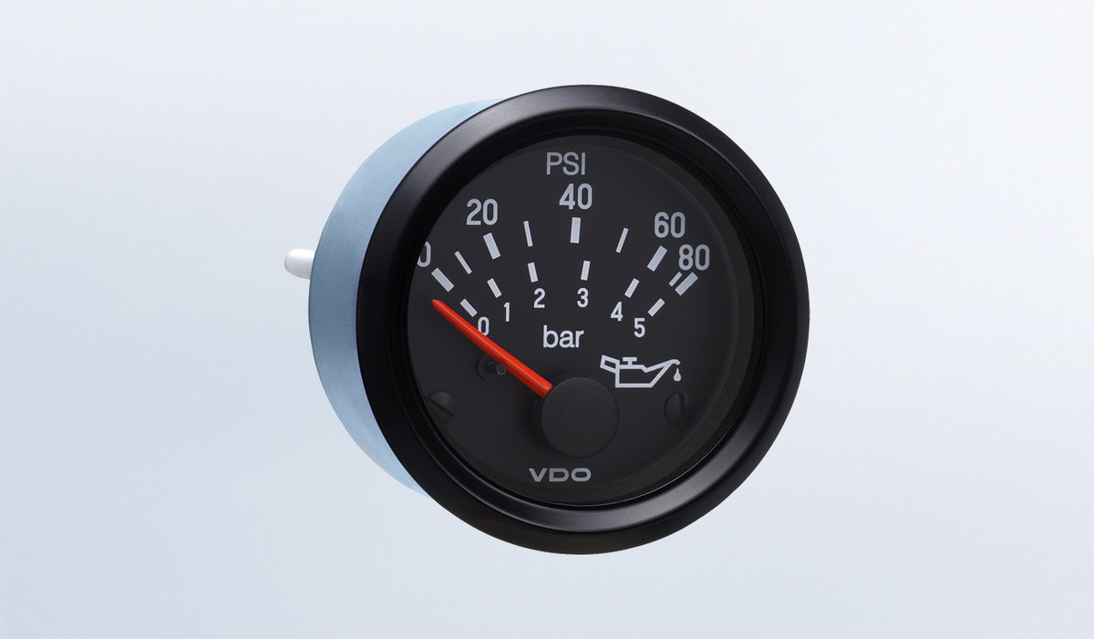 VDO 350-934 80 PSI/5 bar Oil Pressure Gauge, for VDO Sender, 12V, .250" Spade Connection