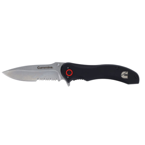 Cummins Serrated Blade D2 Steel Pocket Knife 3-inch CMN4726 - Lightweight Folding Knife Survival Tactical EDC Pocketknife - Black