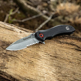 Cummins Serrated Blade D2 Steel Pocket Knife 3-inch CMN4726 - Lightweight Folding Knife Survival Tactical EDC Pocketknife - Black