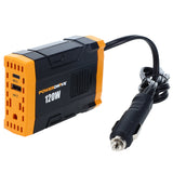 120 Watt Power Inverter Slim 12v DC to 110v AC with Outlet and 2 USB Ports PWD120