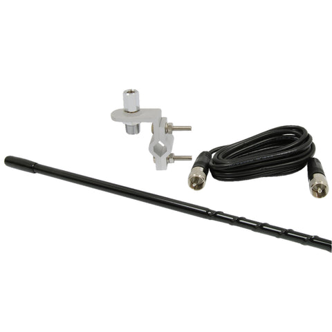 RoadPro RP-83W Black 3 Foot Single Mirror Mount CB Antenna Kit with 9 Foot Cable Truck Car CB Radio Kit with Antenna Mount Cable