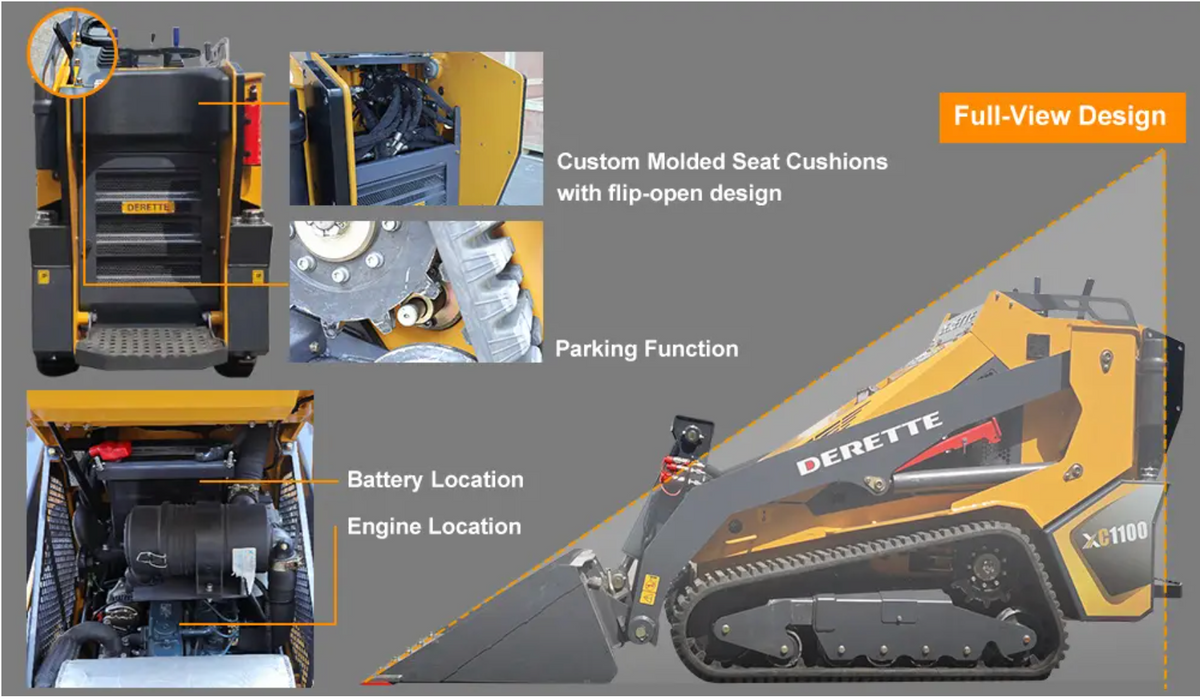 Derette XC1100 mini skid steer loader Kubota D1105 powered ESSENTIALS included