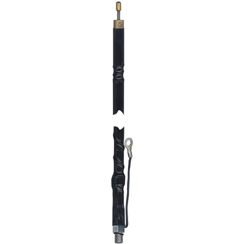Wilson Antennas 4FT Silver Load Fiberglass Whip 305-486 - Top Loaded CB Antenna with Tunable Tip and Ground Lead Universal Fit - Black