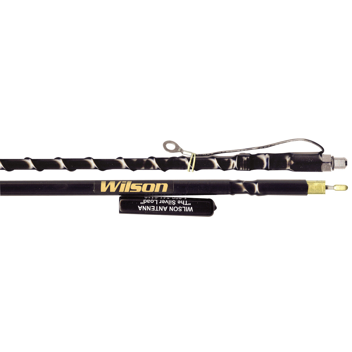 Wilson Antennas 4FT Silver Load Fiberglass Whip 305-486 - Top Loaded CB Antenna with Tunable Tip and Ground Lead Universal Fit - Black