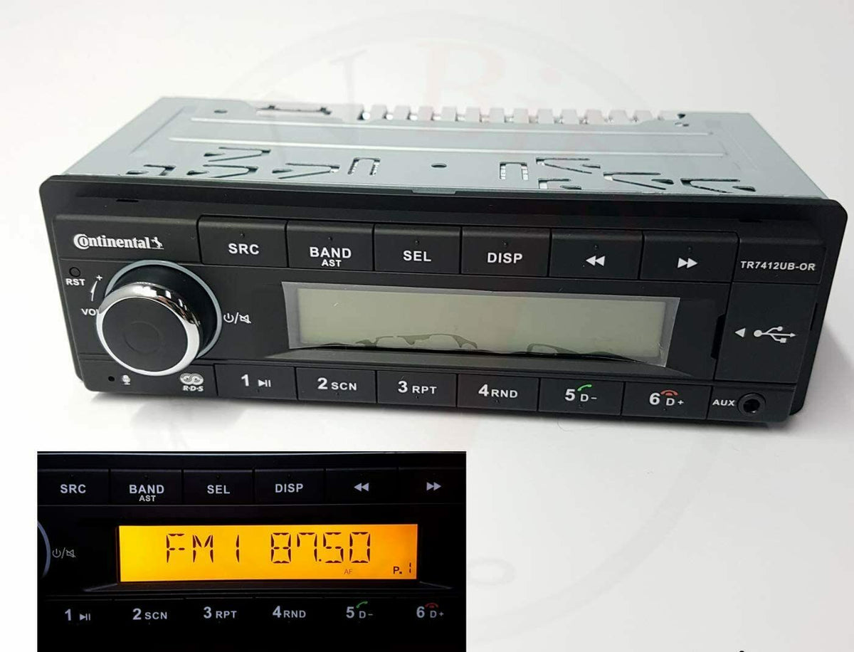 OpenBox VDO CONTINENTAL TR7412UB-OR PORSCHE MERCEDES 12v RADIO *ORANGE DISPLAY