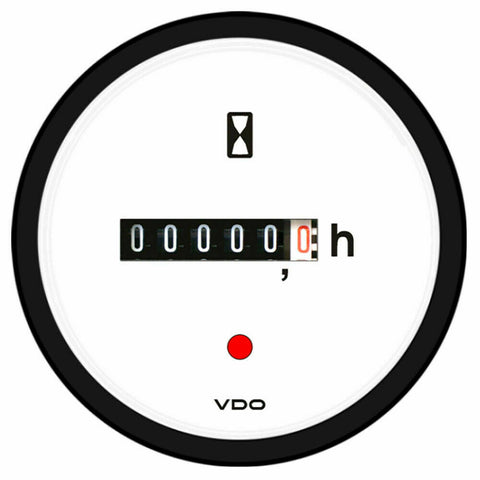 VDO Viewline Ivory Hourmeter, 100K Hours, Illuminated - 12/24V Diameter: 2-1/16"