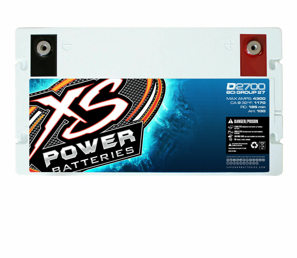 XS Power D2700 4300 Amp AGM Power Cell Car Audio Battery + - view 3