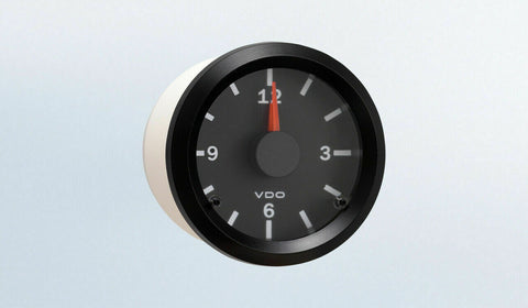 VDO gauge clock, genuine Cockpit 370-155, 2-1/16"/52mm, 12/24V dual system