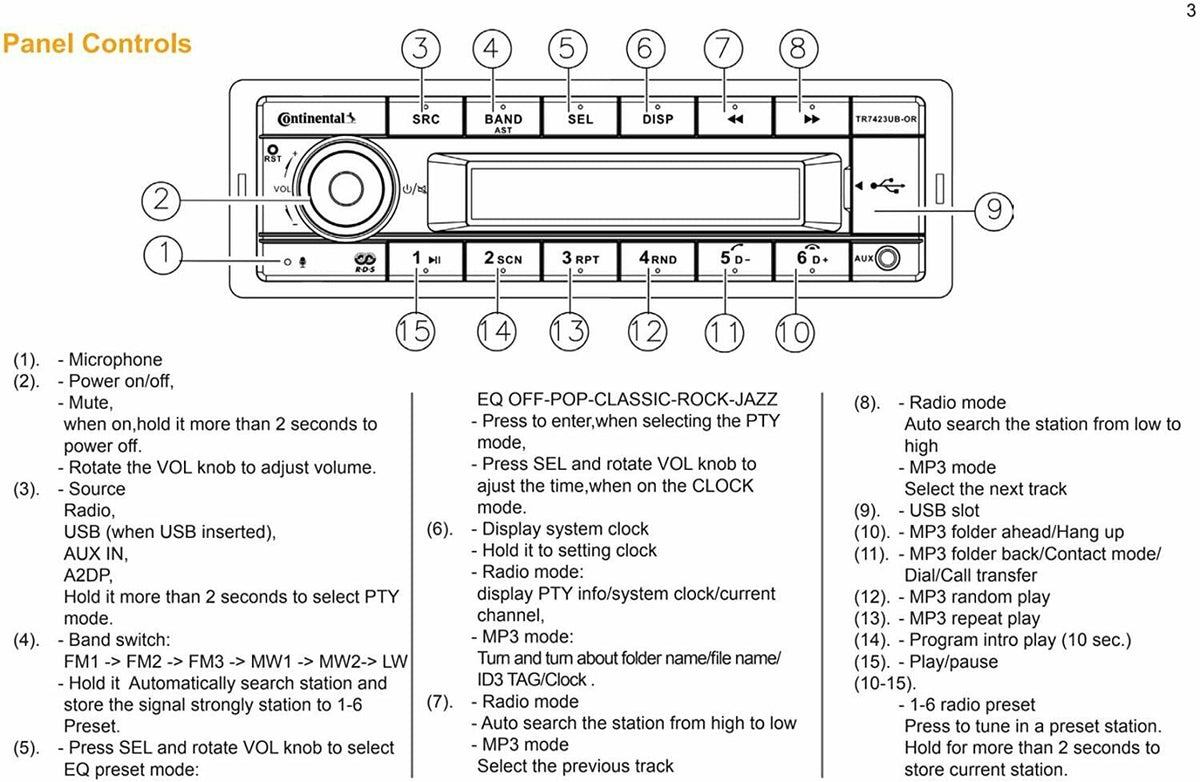OpenBox VDO CONTINENTAL TR7412UB-OR PORSCHE MERCEDES 12v RADIO *ORANGE DISPLAY