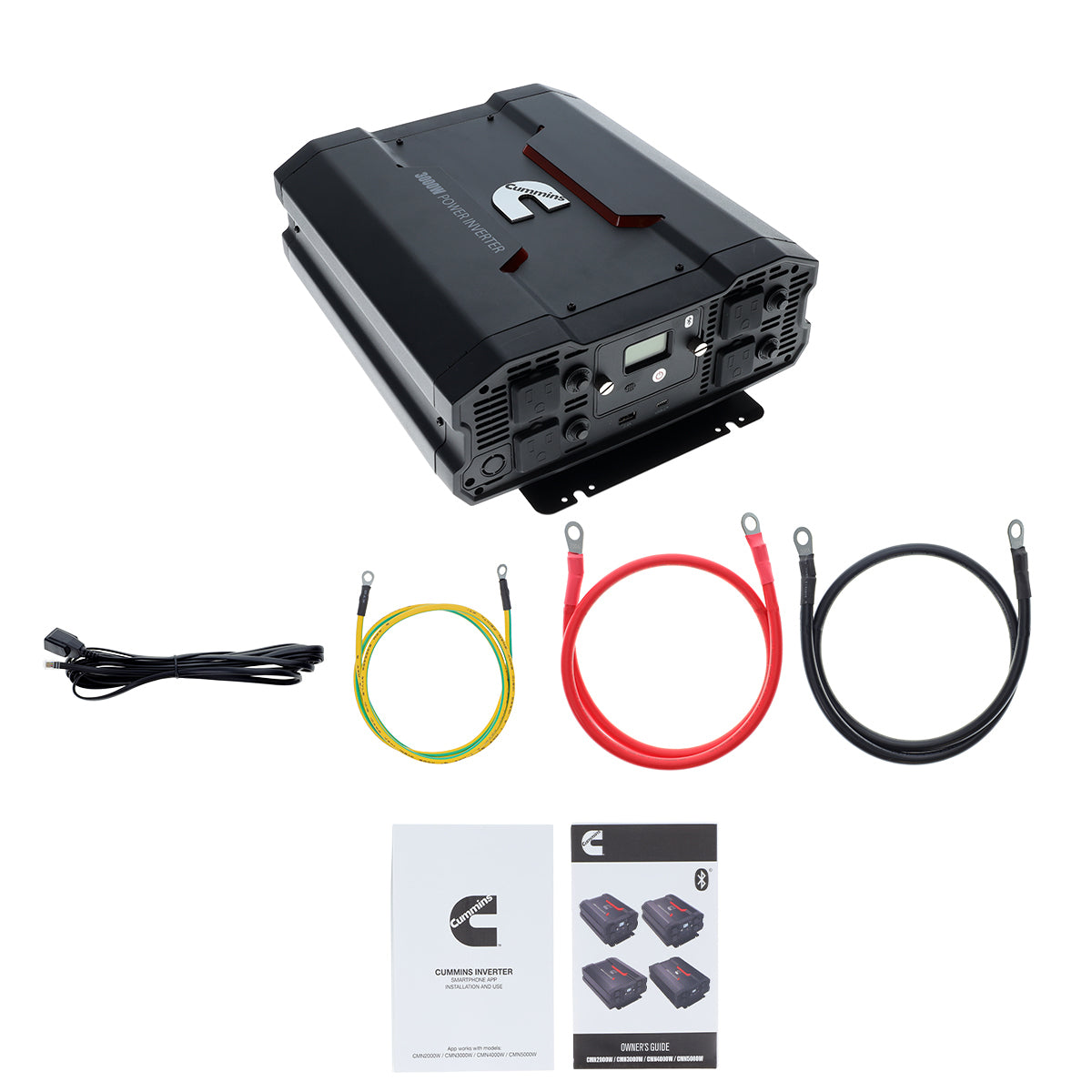 Cummins 3000 Watt Power Inverter Modified Sine Wave Truck Inverter 12V to 110 Volts Four AC Outlets Two USB Ports (Full Cable Kit Included)