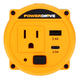 Power Inverter 120W Cup Holder 12v DC to 110v AC with Outlet and 2 Ports Cigarette Socket Adapter PWD120C