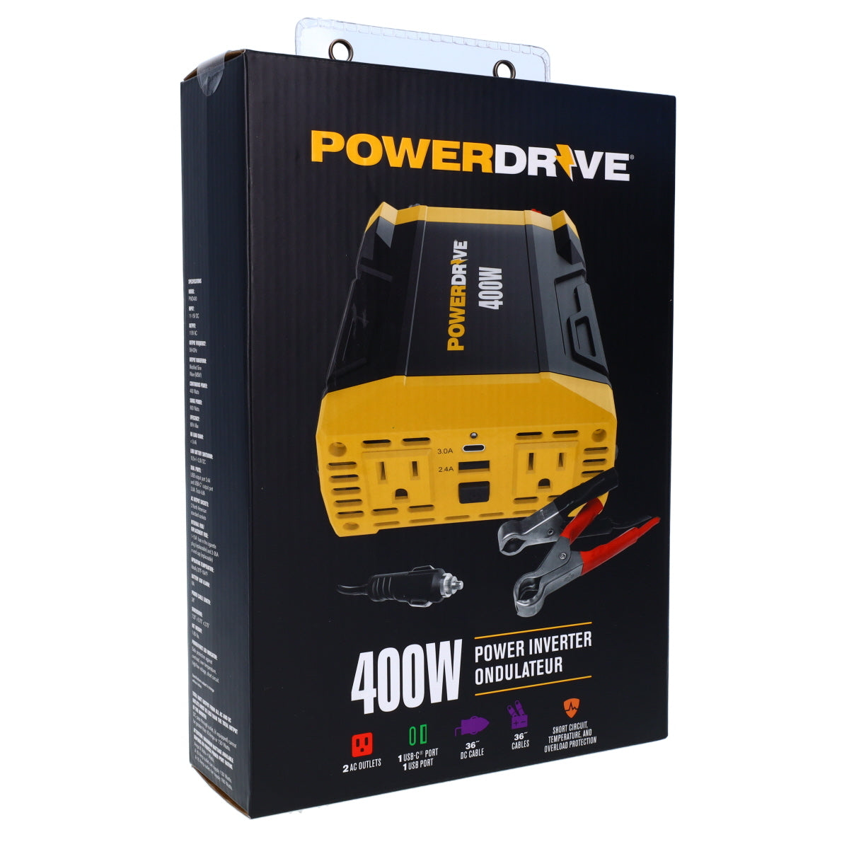 400 Watt Power Inverter 12v DC to 110v AC with 2 Outlets 2 Ports PWD400