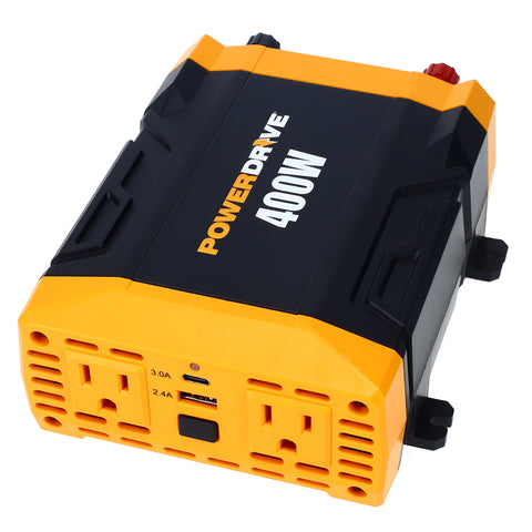 400 Watt Power Inverter 12v DC to 110v AC with 2 Outlets 2 Ports PWD400