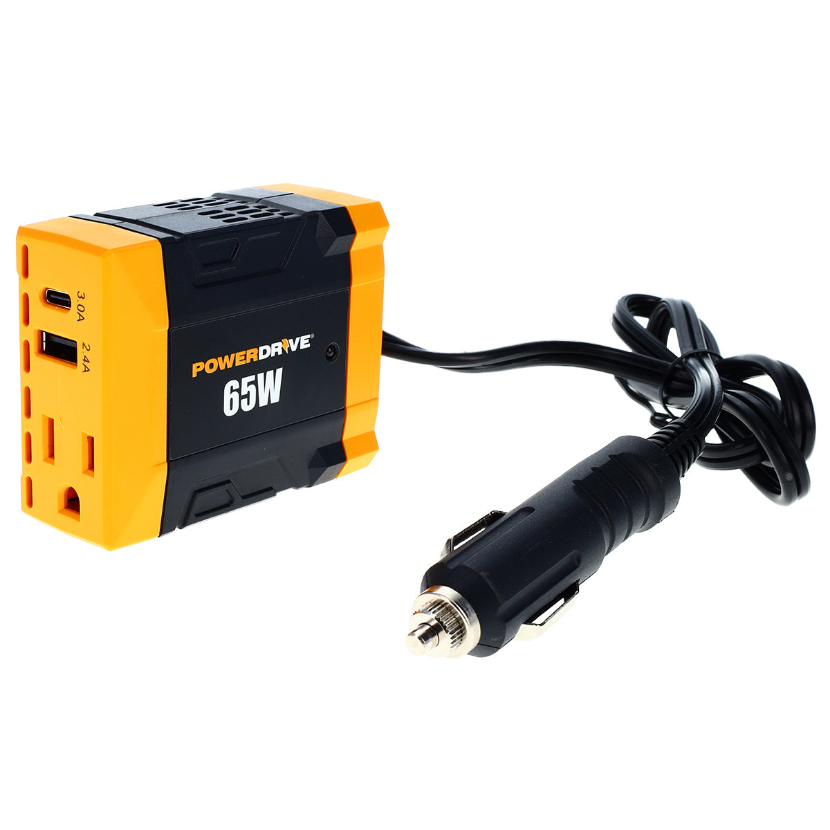 PowerDrive 65 Watt Power Inverter PWD65  Slim 12v DC to 110v AC with Outlet and 2 Ports