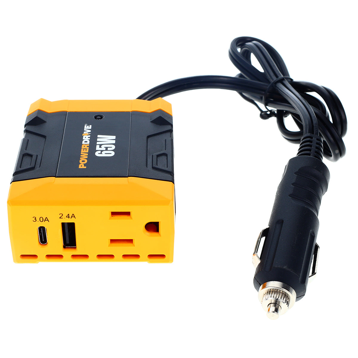 PowerDrive 65 Watt Power Inverter PWD65  Slim 12v DC to 110v AC with Outlet and 2 Ports