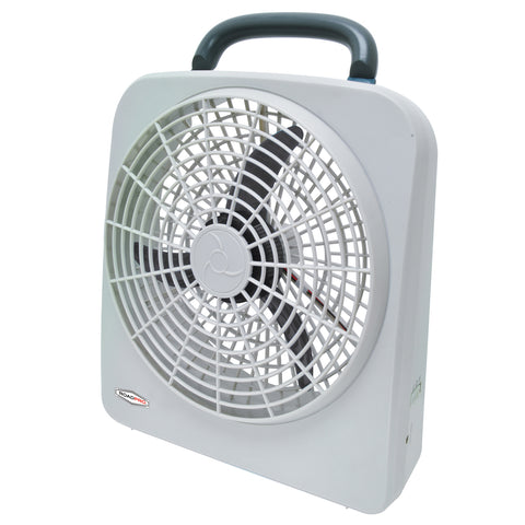 Portable Indoor Outdoor Fan 12-volt or Battery Dual Power Travel Fan 10-inch Fan RP8000