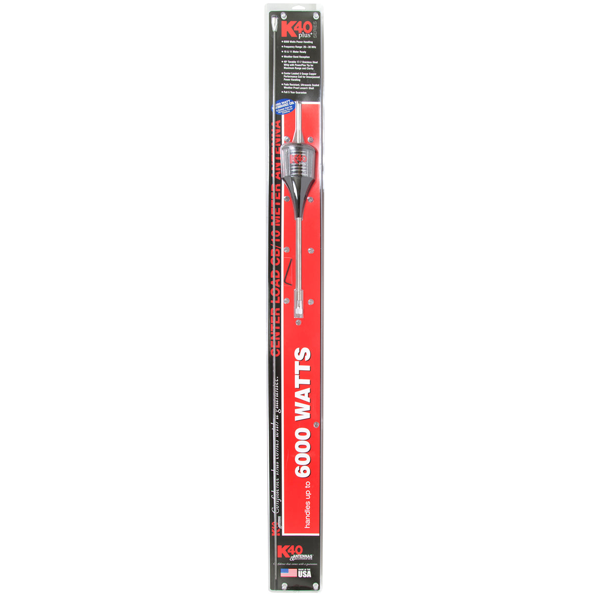 K40 TR40PLUSBC Antenna Tunable 6000W High-Power 49-Inch Tunable Center-Loaded CB Antenna